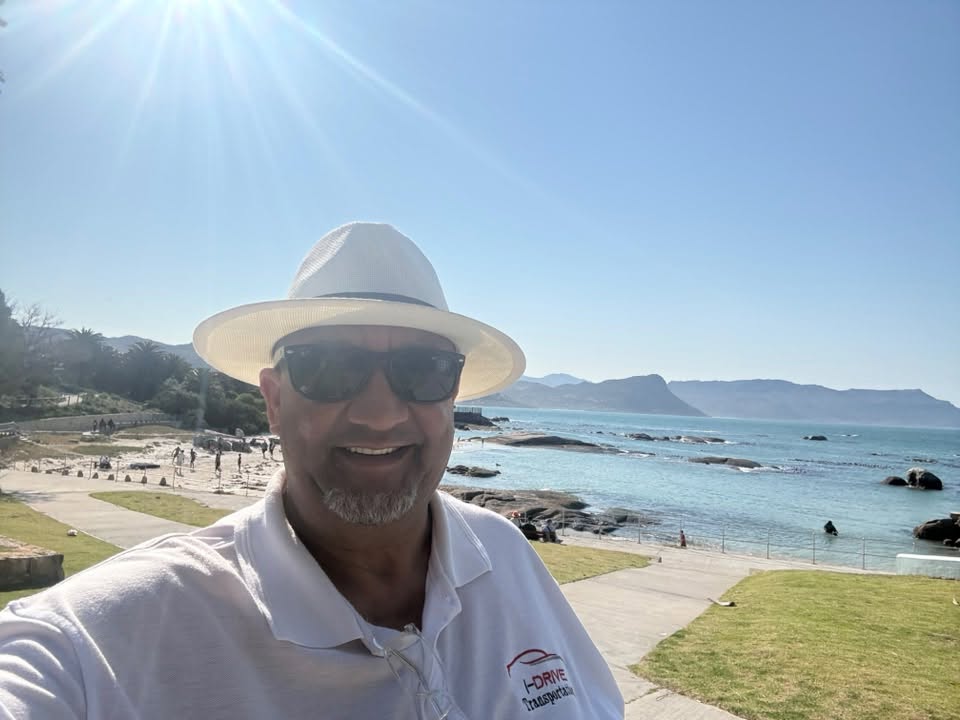 Harry from i-Drive, in i-Drive uniform, at Boulders Beach on the Cape Peninsula